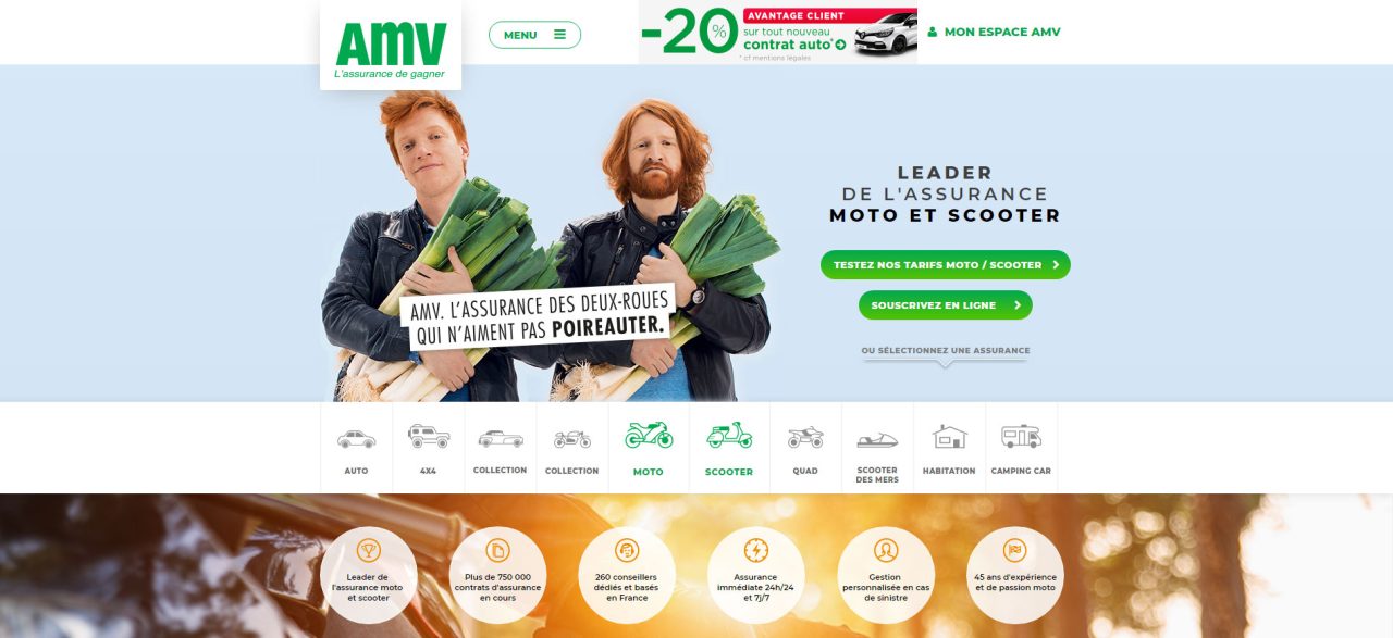 découvrez l'assurance 2 roues amv, une solution sur mesure pour protéger votre moto ou scooter. profitez d'une couverture complète, des tarifs compétitifs et des services adaptés à vos besoins de conducteur. roulez en toute sérénité avec amv !